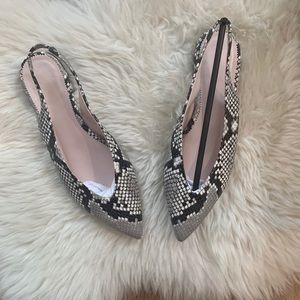J.Crew Pointed slingback Snakeskin Flats Sz 8